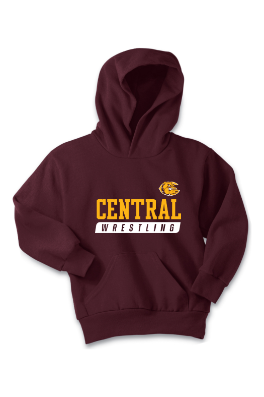 West Allis Central Wrestling Port & Company - Youth Core Fleece Pullover Hooded Sweatshirt. PC90YH