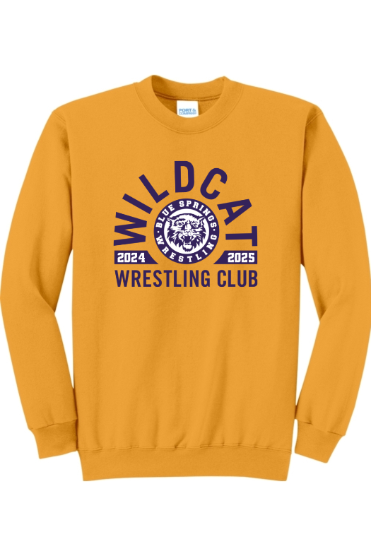 Wildcat Wrestling Club Port & Company - Core Fleece Crewneck Sweatshirt. PC78