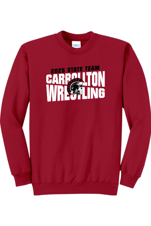 Carrollton Youth Wrestling - MO KIDS STATE Port & Company - Core Fleece Crewneck Sweatshirt. PC78