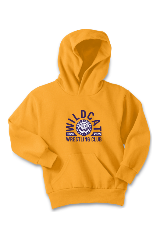 Wildcat Wrestling Club Port & Company - Youth Core Fleece Pullover Hooded Sweatshirt. PC90YH