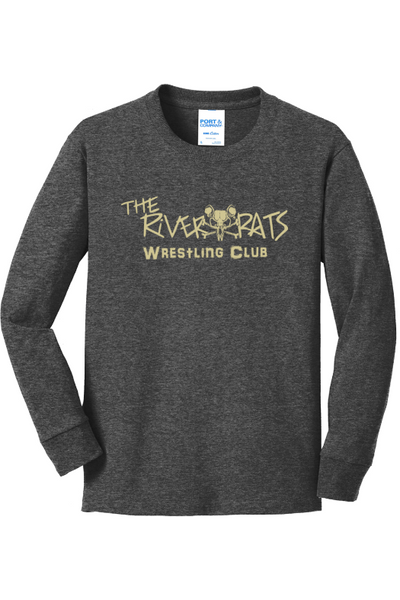 River Rats Wrestling Port & Company Youth Long Sleeve Core Cotton Tee. PC54YLS
