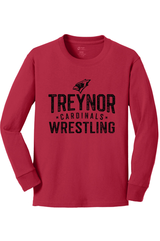 Treynor Wrestling Port & Company Youth Long Sleeve Core Cotton Tee. PC54YLS