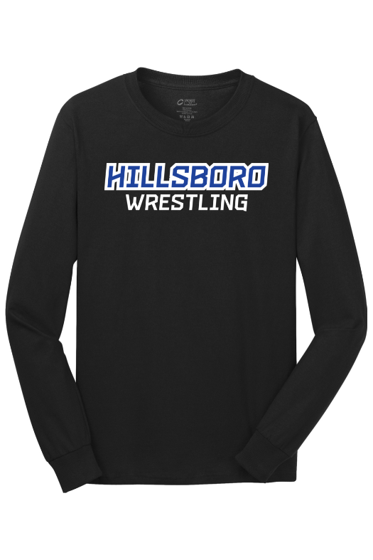 Hillsboro HS Wrestling Port & Company - Long Sleeve Core Cotton Tee. PC54LS