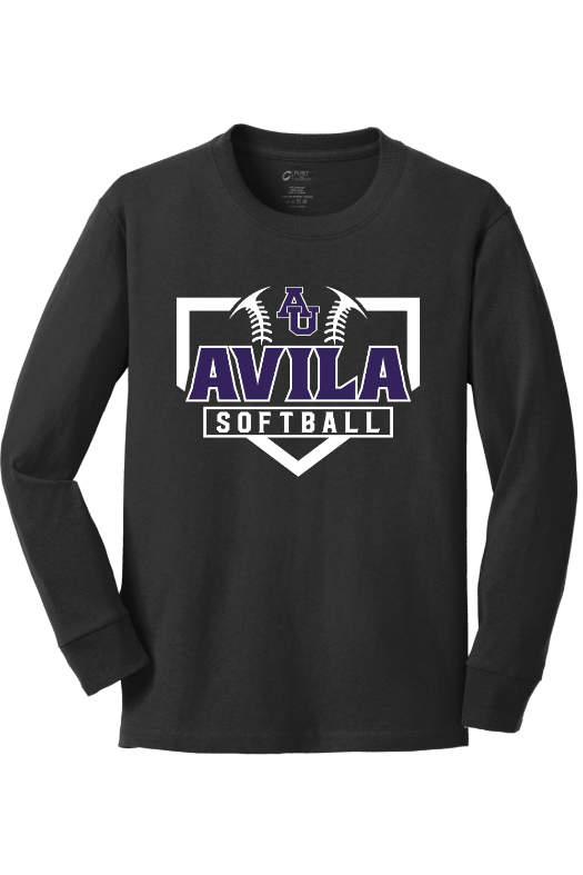 Avila Softball Port & Company Youth Long Sleeve Core Cotton Tee. PC54YLS