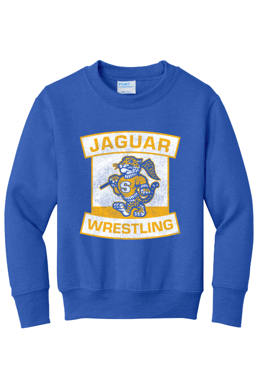 Seckman Wrestling Port & Company - Youth Core Fleece Crewneck Sweatshirt. PC90Y