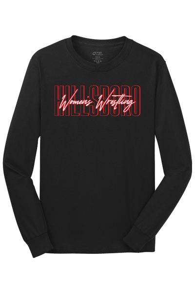 Hillsboro HS Wrestling Port & Company - Long Sleeve Core Cotton Tee. PC54LS