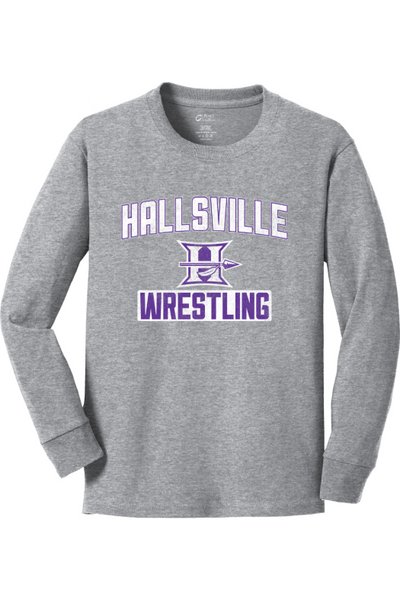 Hallsville Wrestling Port & Company Youth Long Sleeve Core Cotton Tee. PC54YLS