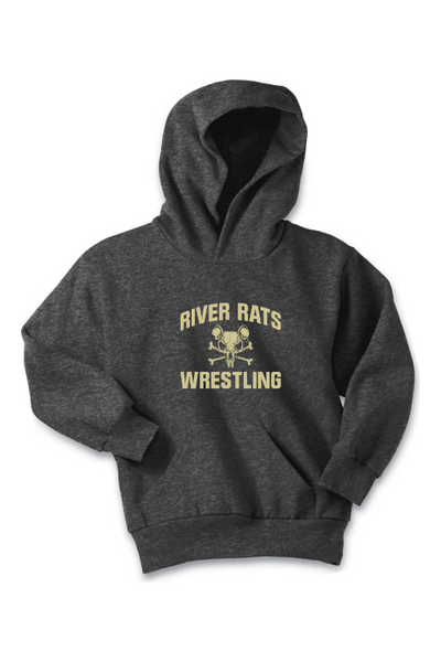 River Rats Wrestling Port & Company - Youth Core Fleece Pullover Hooded Sweatshirt. PC90YH