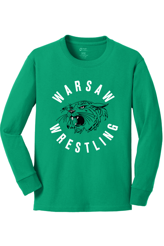 Warsaw Wrestling Port & Company Youth Long Sleeve Core Cotton Tee. PC54YLS