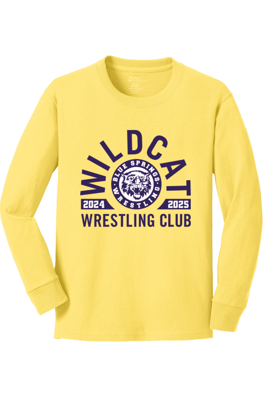 Wildcat Wrestling Club Port & Company Youth Long Sleeve Core Cotton Tee. PC54YLS