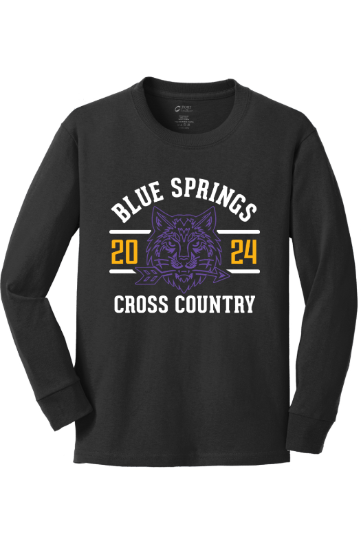 Blue Springs Cross Country Port & Company Youth Long Sleeve Core Cotton Tee. PC54YLS