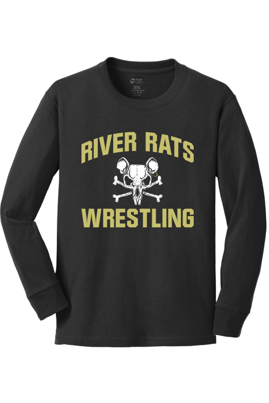 River Rats Wrestling Port & Company Youth Long Sleeve Core Cotton Tee. PC54YLS