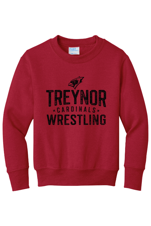 Treynor Wrestling Port & Company - Youth Core Fleece Crewneck Sweatshirt. PC90Y