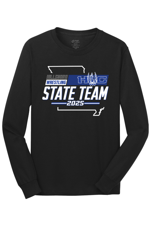 Hillsboro Wrestling Club - State Gear 2025 Port & Company - Long Sleeve Core Cotton Tee. PC54LS