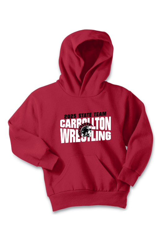 Carrollton Youth Wrestling - MO KIDS STATE Port & Company - Youth Core Fleece Pullover Hooded Sweatshirt. PC90YH