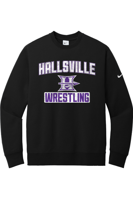 Hallsville Wrestling Nike Club Fleece Sleeve Swoosh Crew NKFD9863