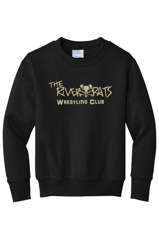 River Rats Wrestling Port & Company - Youth Core Fleece Crewneck Sweatshirt. PC90Y