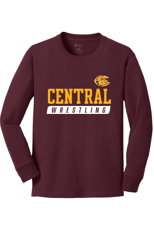 West Allis Central Wrestling Port & Company Youth Long Sleeve Core Cotton Tee. PC54YLS