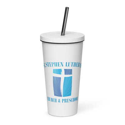 St. Stephen Lutheran Church Full Logo Plastic Tumbler with Straw