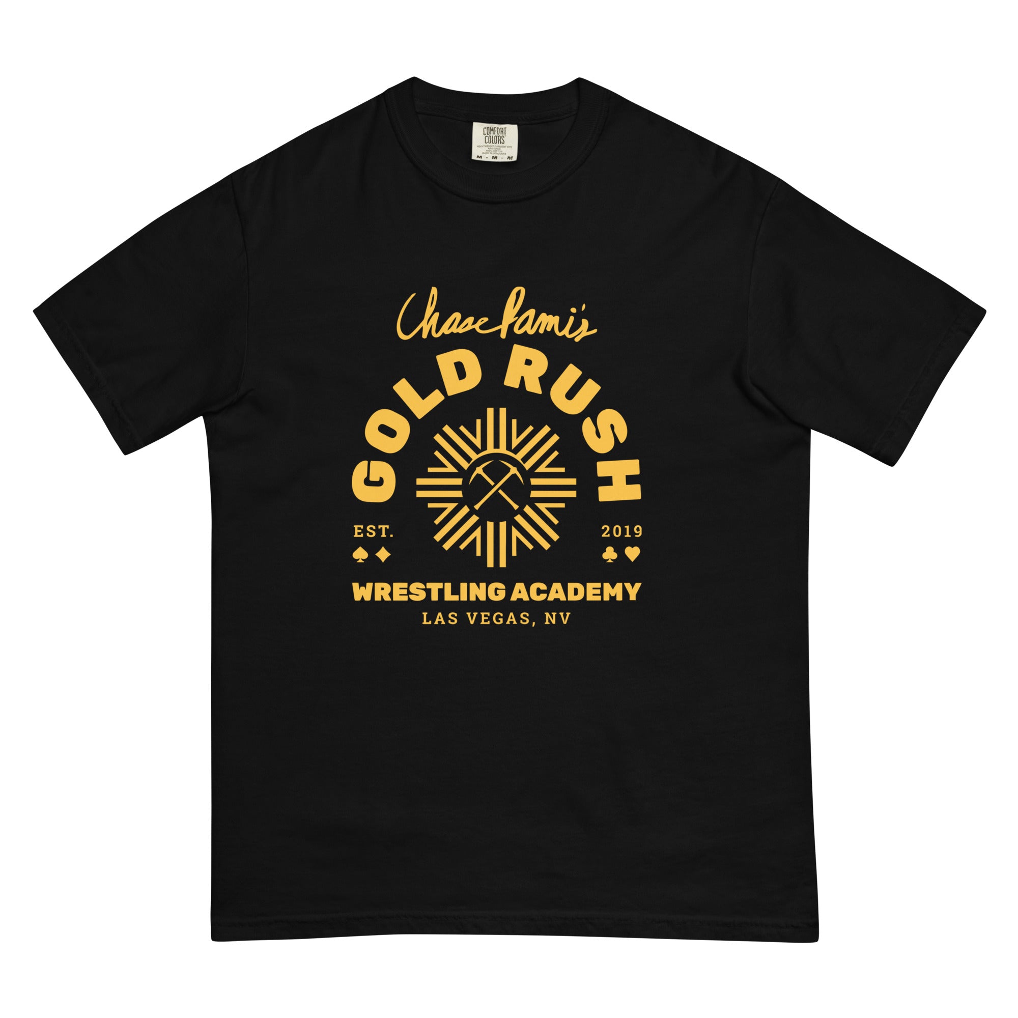 Gold Rush Wrestling Mens Garment-Dyed Heavyweight T-Shirt