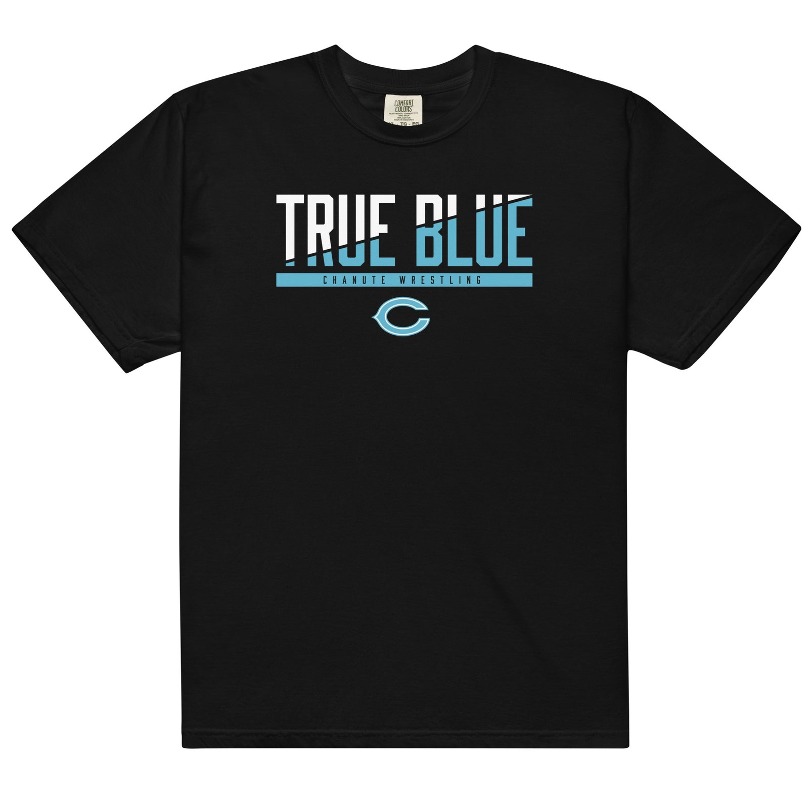 Chanute HS Wrestling True Blue Mens Garment-Dyed Heavyweight T-Shirt