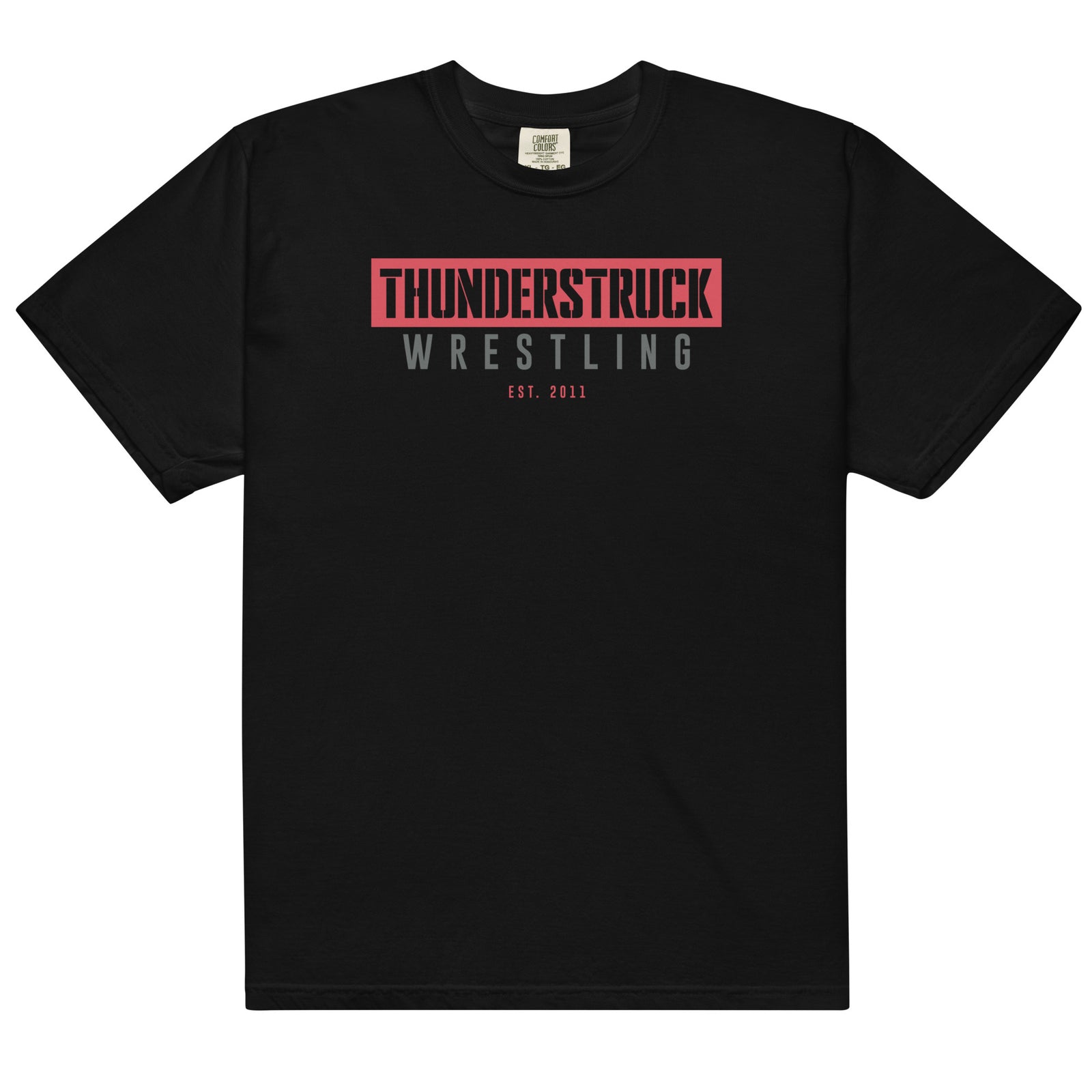 Kansas Thunderstruck Wrestling Black/White Thunderstruck Mens Garment-Dyed Heavyweight T-Shirt