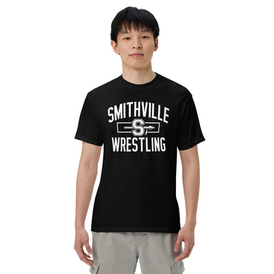 Smithville Wrestling Arch Mens Garment-Dyed Heavyweight T-Shirt