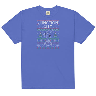 Junction City Wrestling Christmas Mens Garment-Dyed Heavyweight T-Shirt