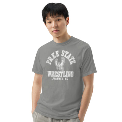 Lawrence Free State Wrestling Mens Garment-Dyed Heavyweight T-Shirt
