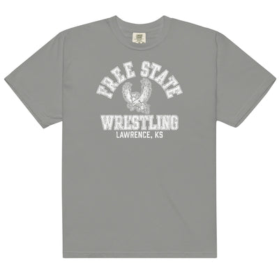 Lawrence Free State Wrestling Mens Garment-Dyed Heavyweight T-Shirt