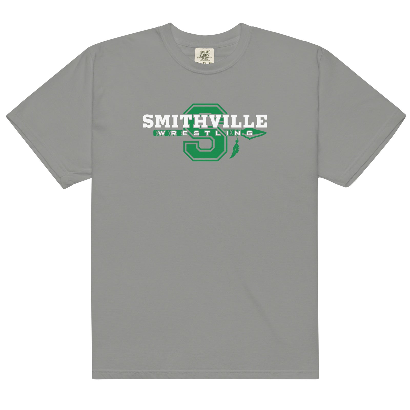 Smithville Wrestling Banner Mens Garment-Dyed Heavyweight T-Shirt