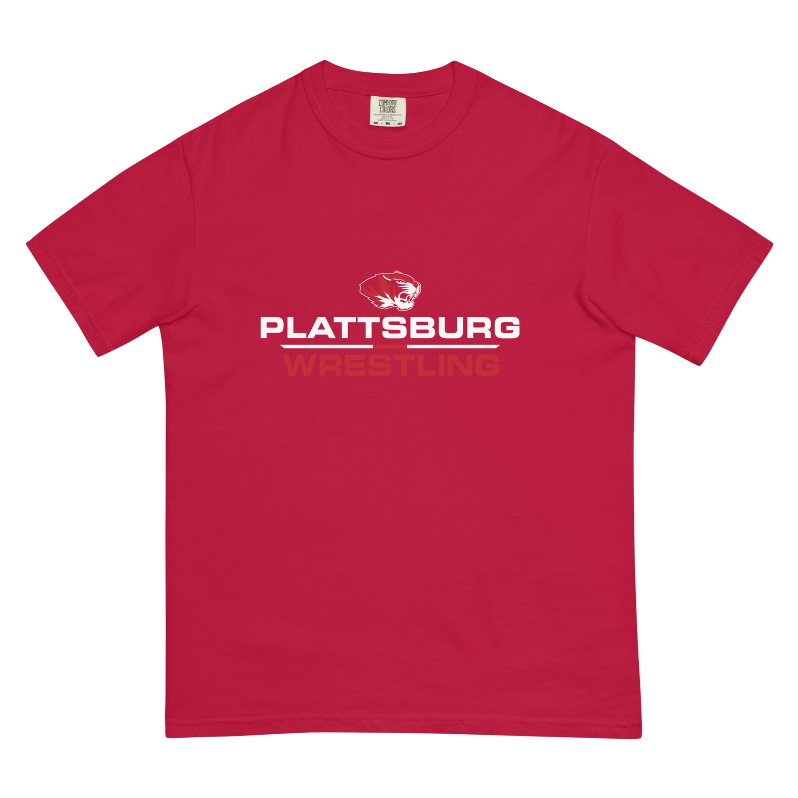 Plattsburg High School Wrestling Mens Garment-Dyed Heavyweight T-Shirt