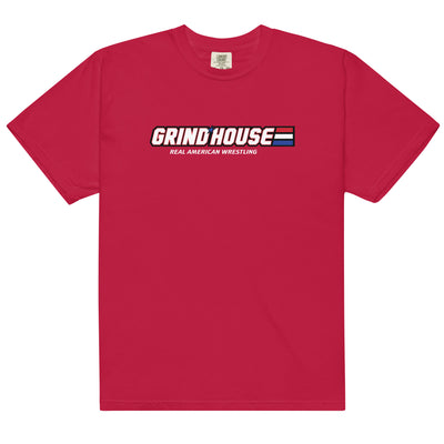Team Grind House Real American Wrestling Mens Garment-Dyed Heavyweight T-Shirt