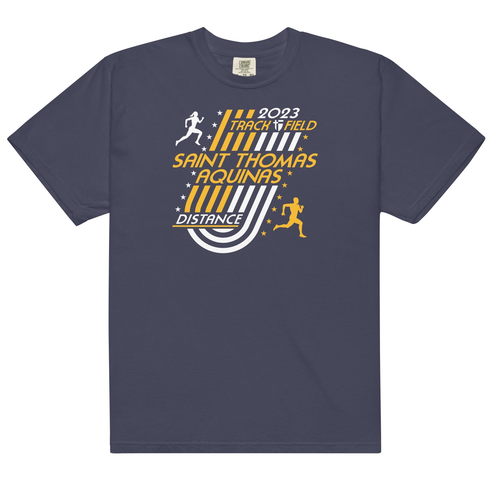 Saint Thomas Aquinas Track & Field Distance Mens Garment-Dyed Heavyweight T-Shirt