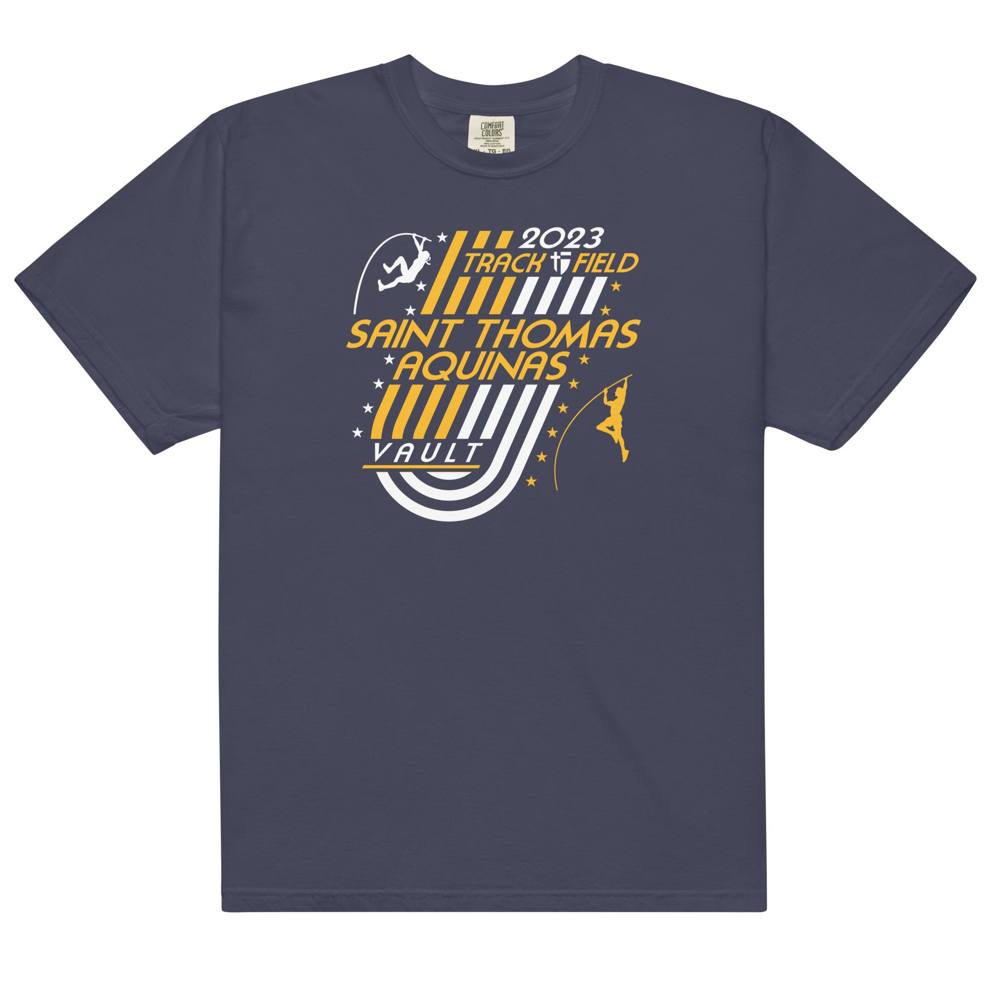 Saint Thomas Aquinas Track & Field Vault Mens Garment-Dyed Heavyweight T-Shirt