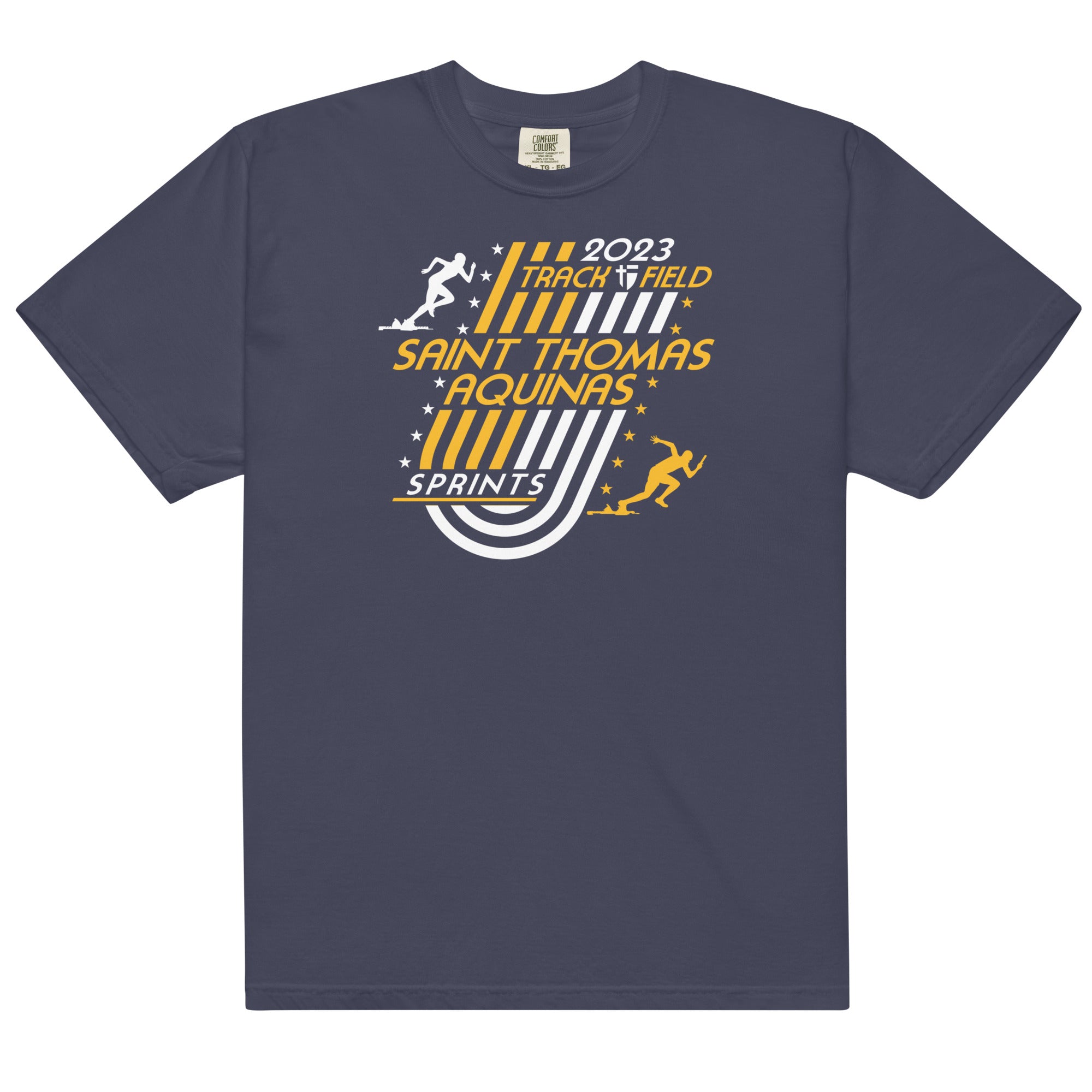 Saint Thomas Aquinas Track & Field Sprints Mens Garment-Dyed Heavyweight T-Shirt