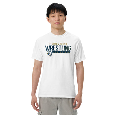 Elkhorn South Wrestling Mens Garment-Dyed Heavyweight T-Shirt