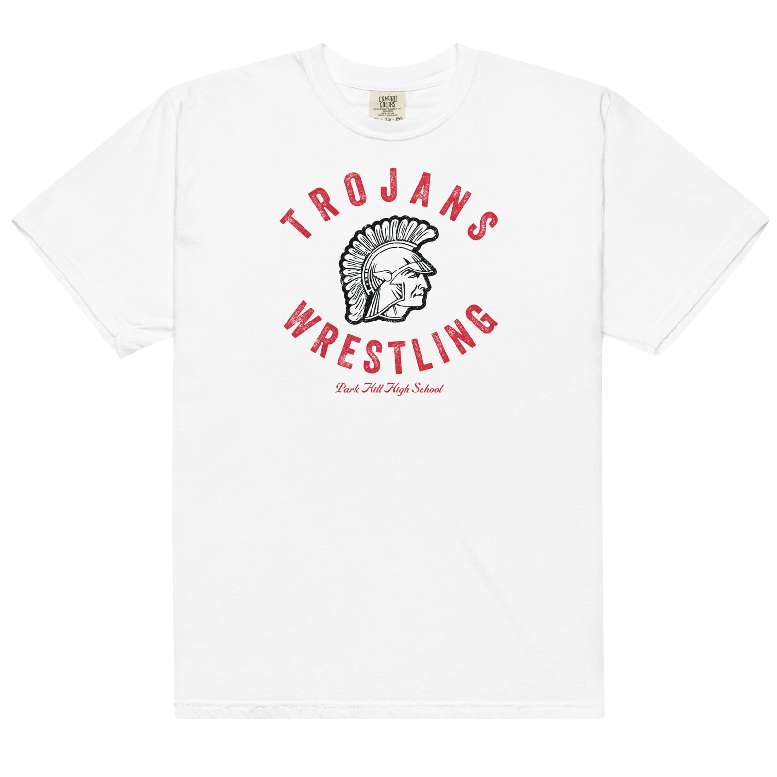 Park Hill Wrestling Trojans Mens Garment-Dyed Heavyweight T-Shirt