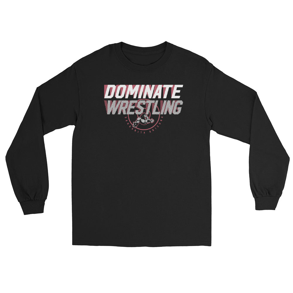Dominate Wrestling  Black Mens Long Sleeve Shirt