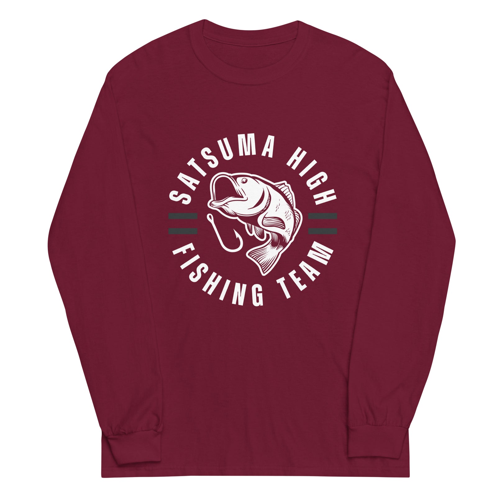 Satsuma Fishing Team  MAROON Mens Long Sleeve Shirt