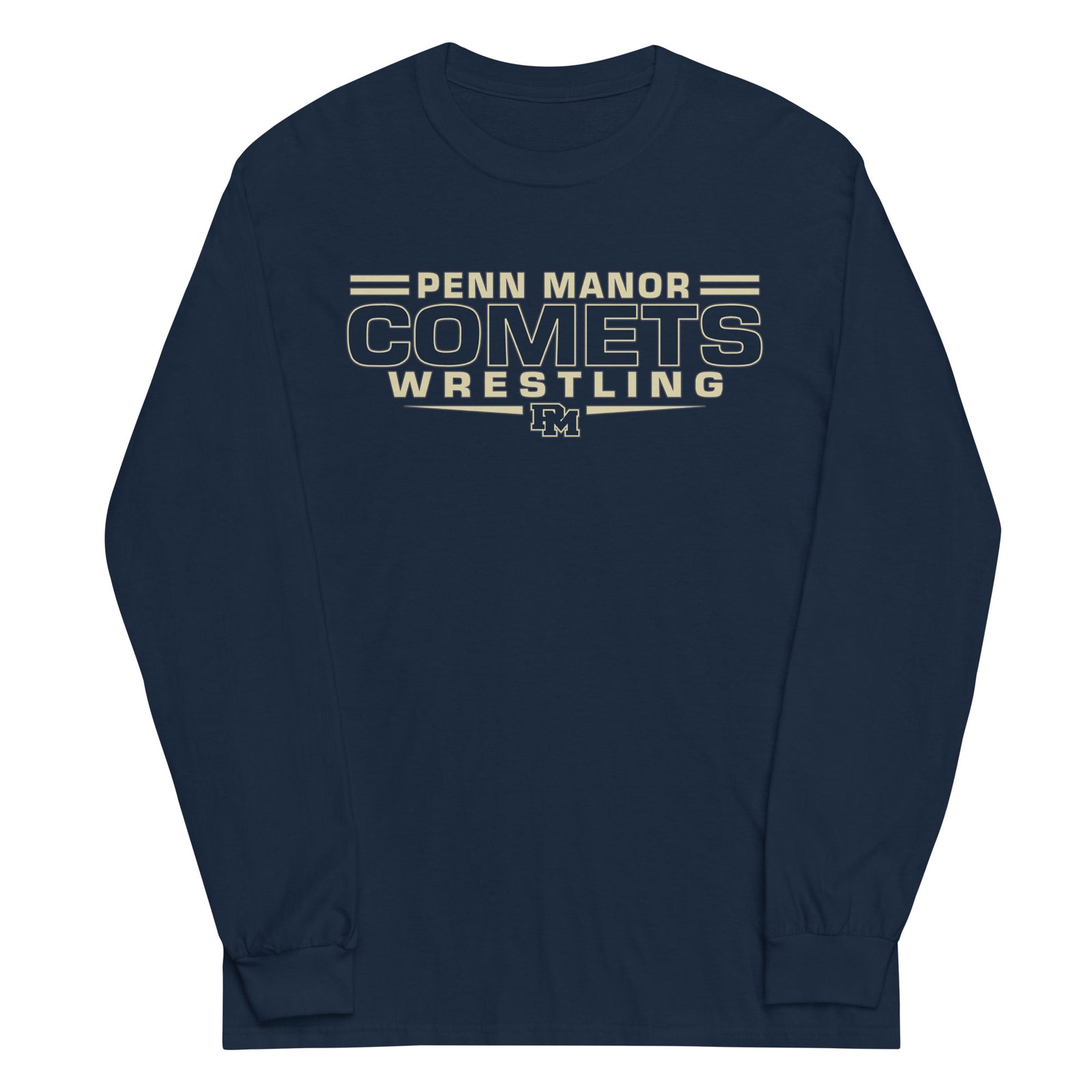Penn Manor Comets Wrestling  Navy Mens Long Sleeve Shirt
