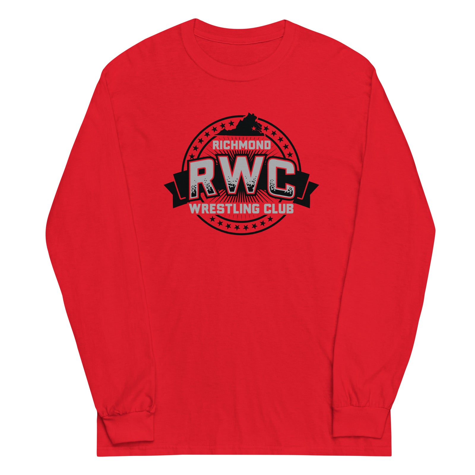 Richmond Wrestling Club Red Mens Long Sleeve Shirt