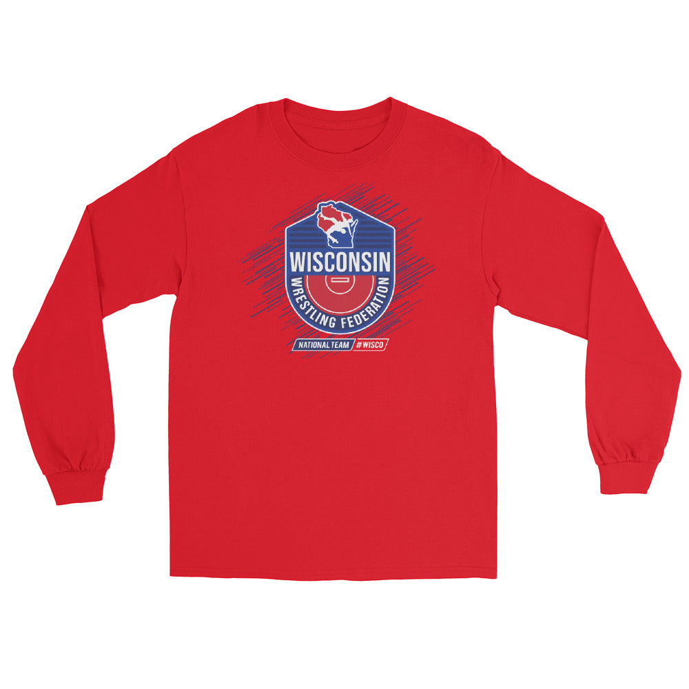 Wisconsin Wrestling Federation Wrestling 2023 WISCO Badge Mens Long Sleeve Shirt