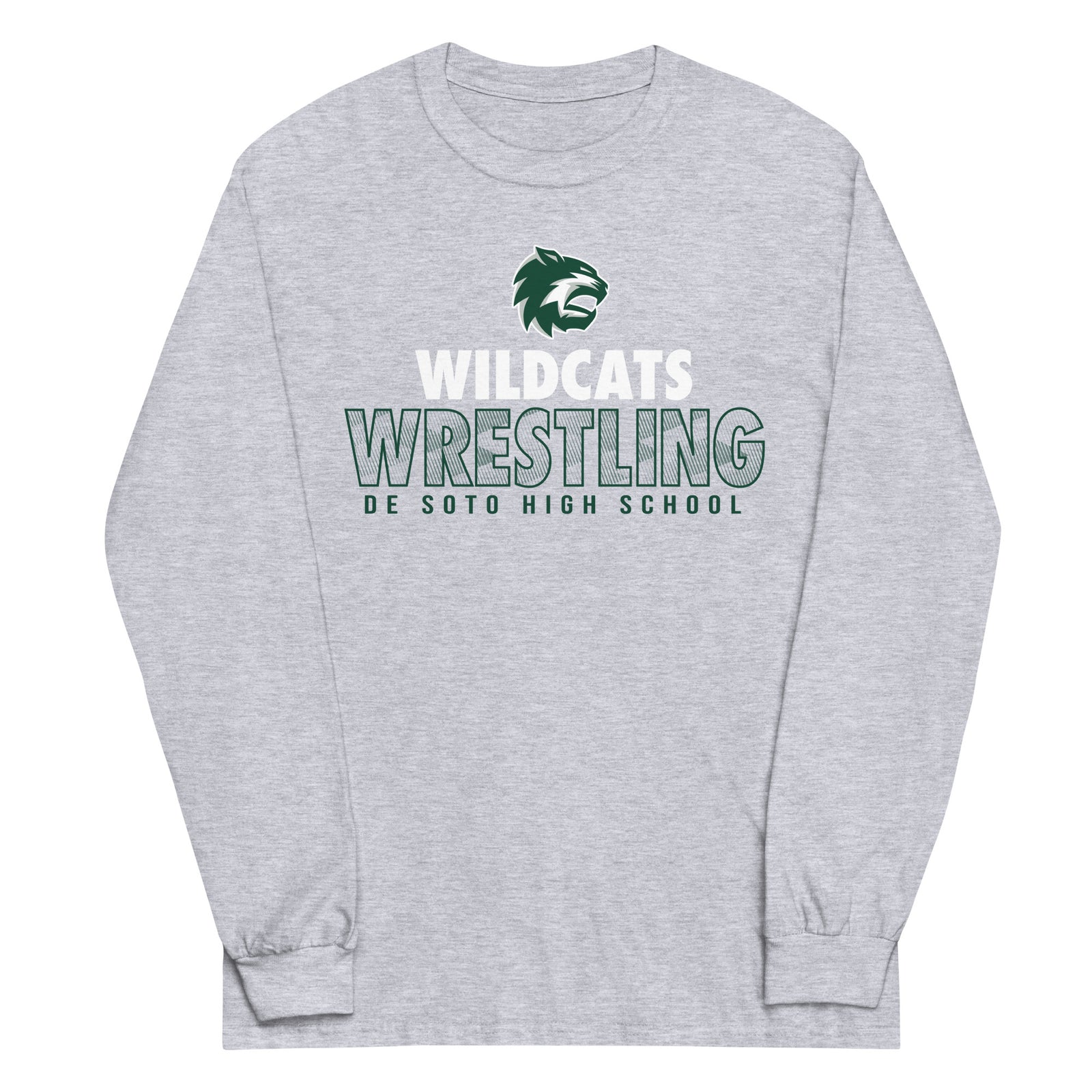 De Soto High School Wrestling Wildcats Mens Long Sleeve Shirt