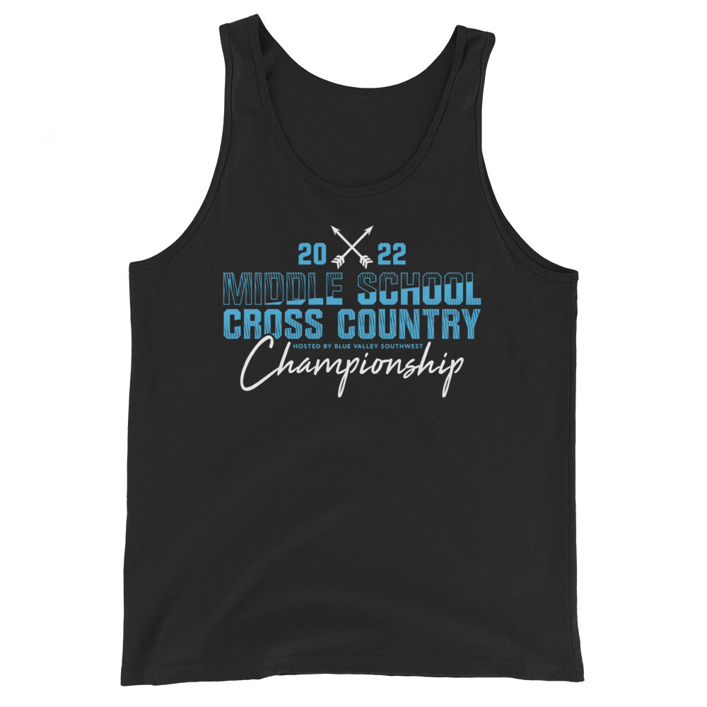 '22 Middle School XC Championship Neon Blue Men’s Staple Tank Top
