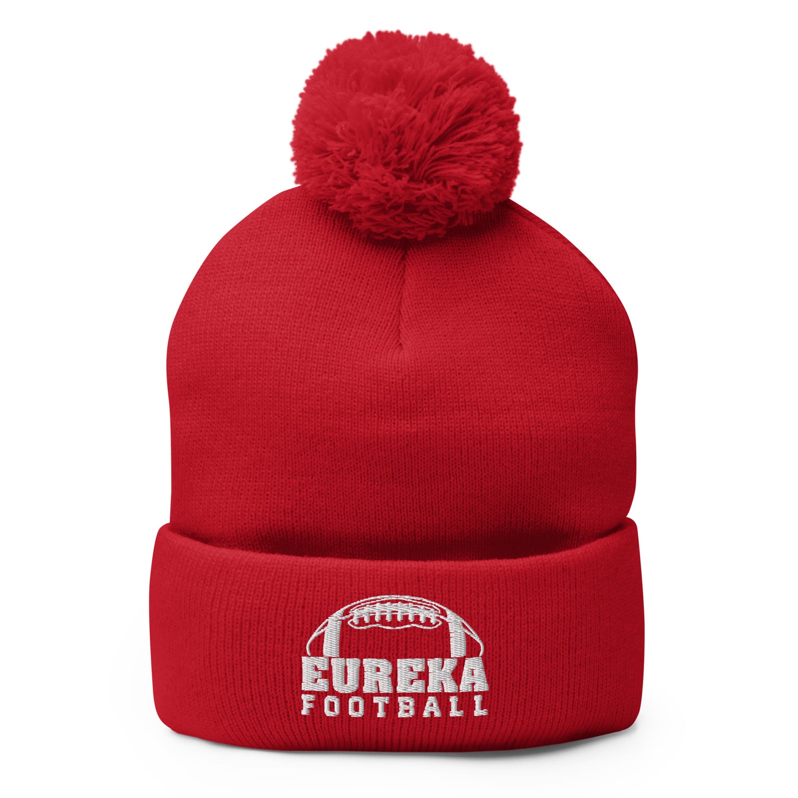Eureka Football Block Pom-Pom Knit Cap