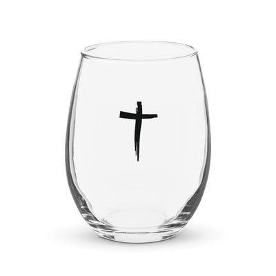 St. Stephen Lutheran Church Cross Only Stemless Wine Glass