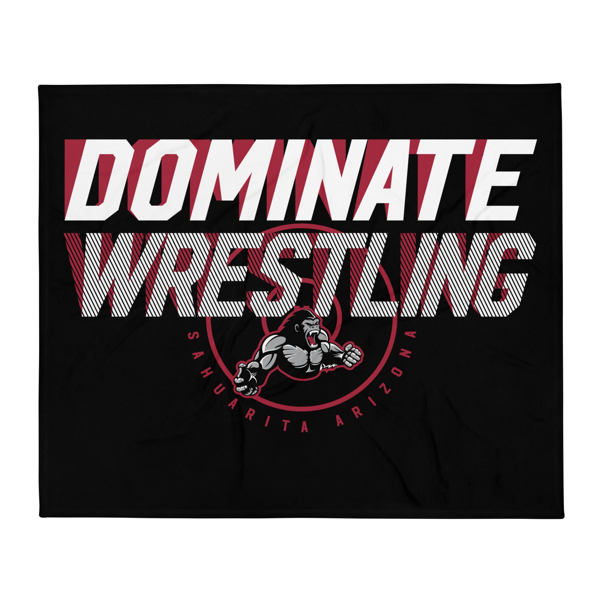 Dominate Wrestling  Black Throw Blanket 50 x 60