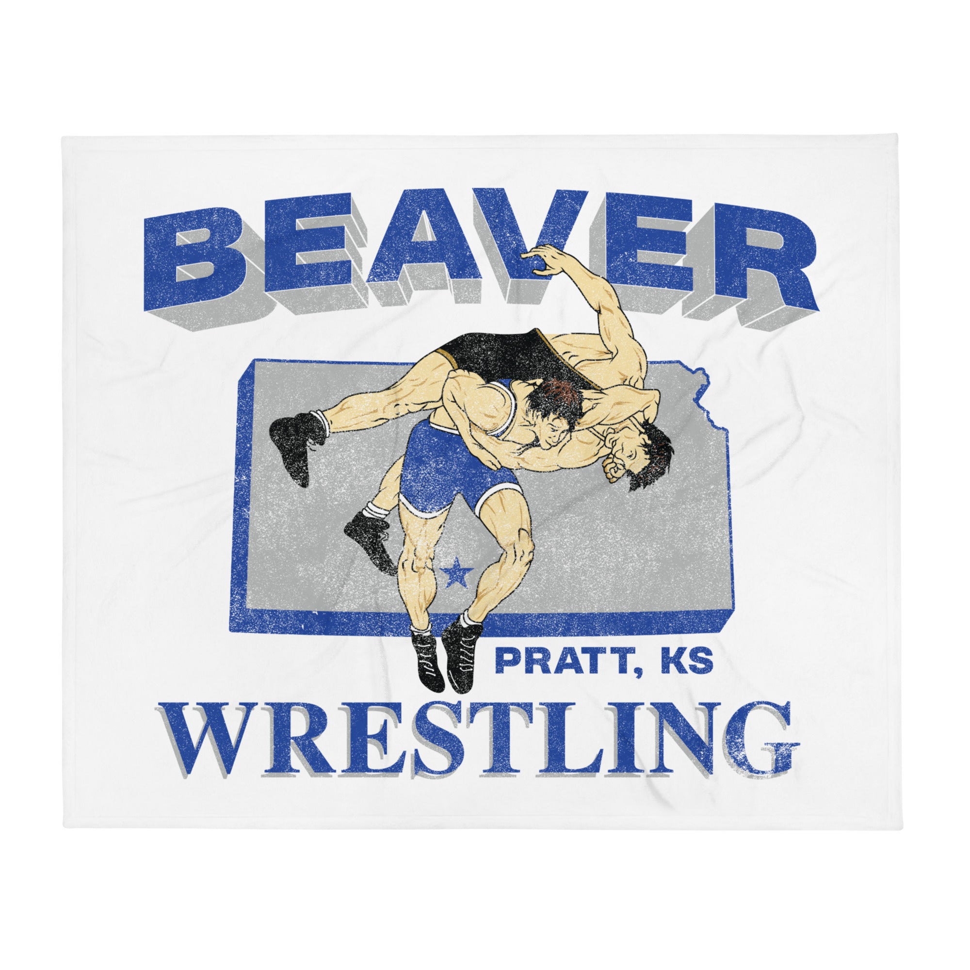 Pratt Community College Beaver Wrestling KS Throw Blanket 50 x 60