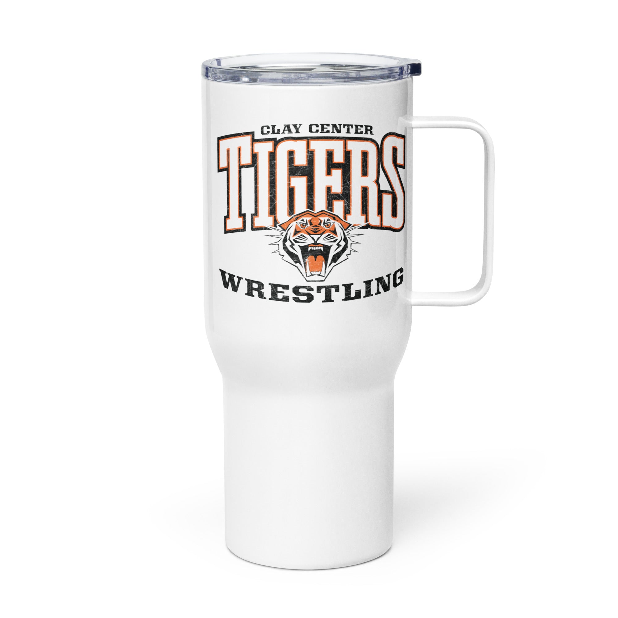 Clay Center Community HS Wrestling Travel mug with a handle